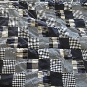 Navy Chambray Checked Plaid Kid’s Quilt